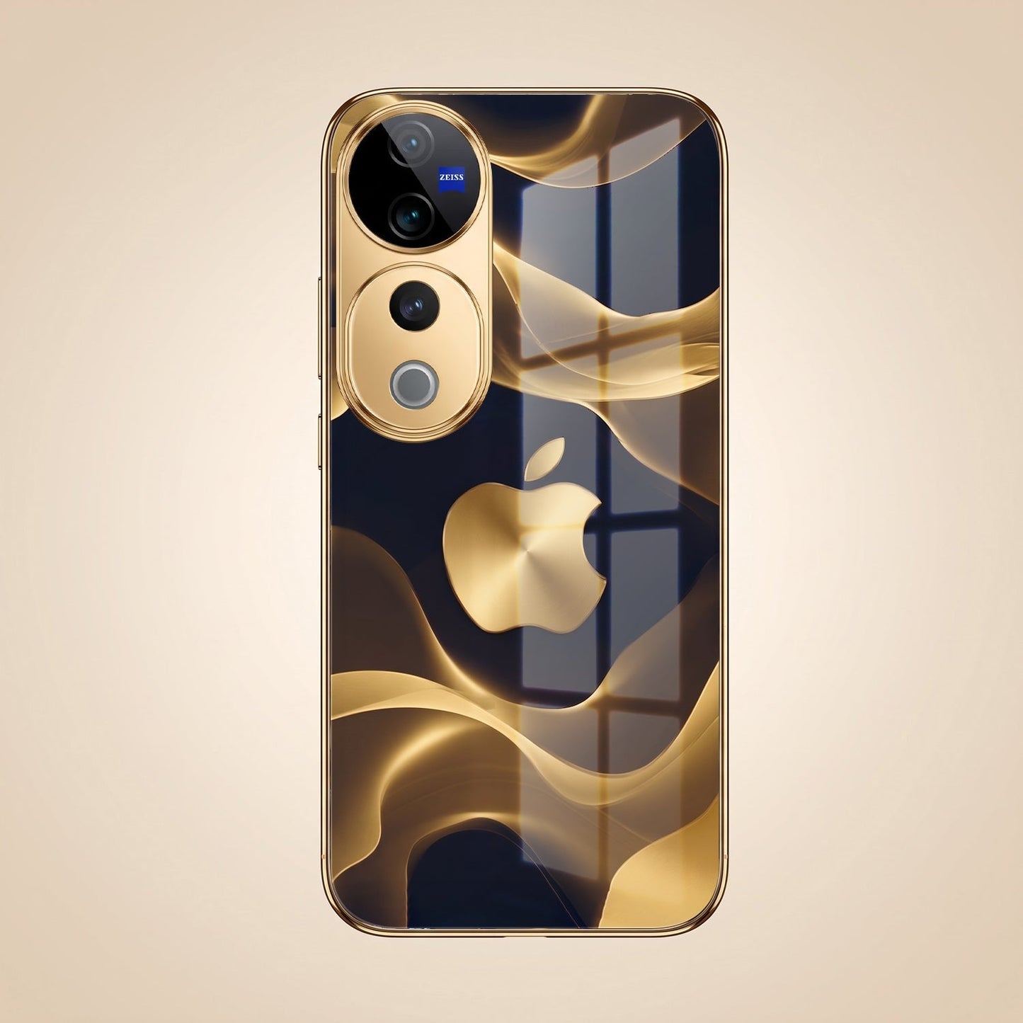 Vivo V40 Pro 5G Luxury Wave Gold Electroplated Glass Phone Back Case