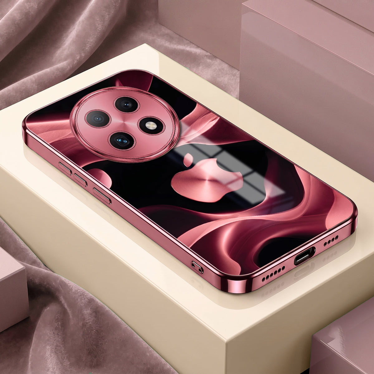 Oppo F29 Pro 5G Luxury Wave Pink Electroplated Glass Phone Back Case