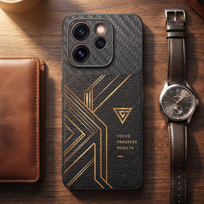 Oppo Reno 15 Pro Mini 5G Geometric Luxury Carbon Fiber Leather Hybrid Back Case