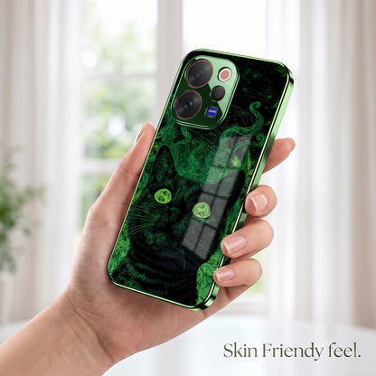 Vivo V70 5G Fantasy Cat Green Electroplated Glass Back Case