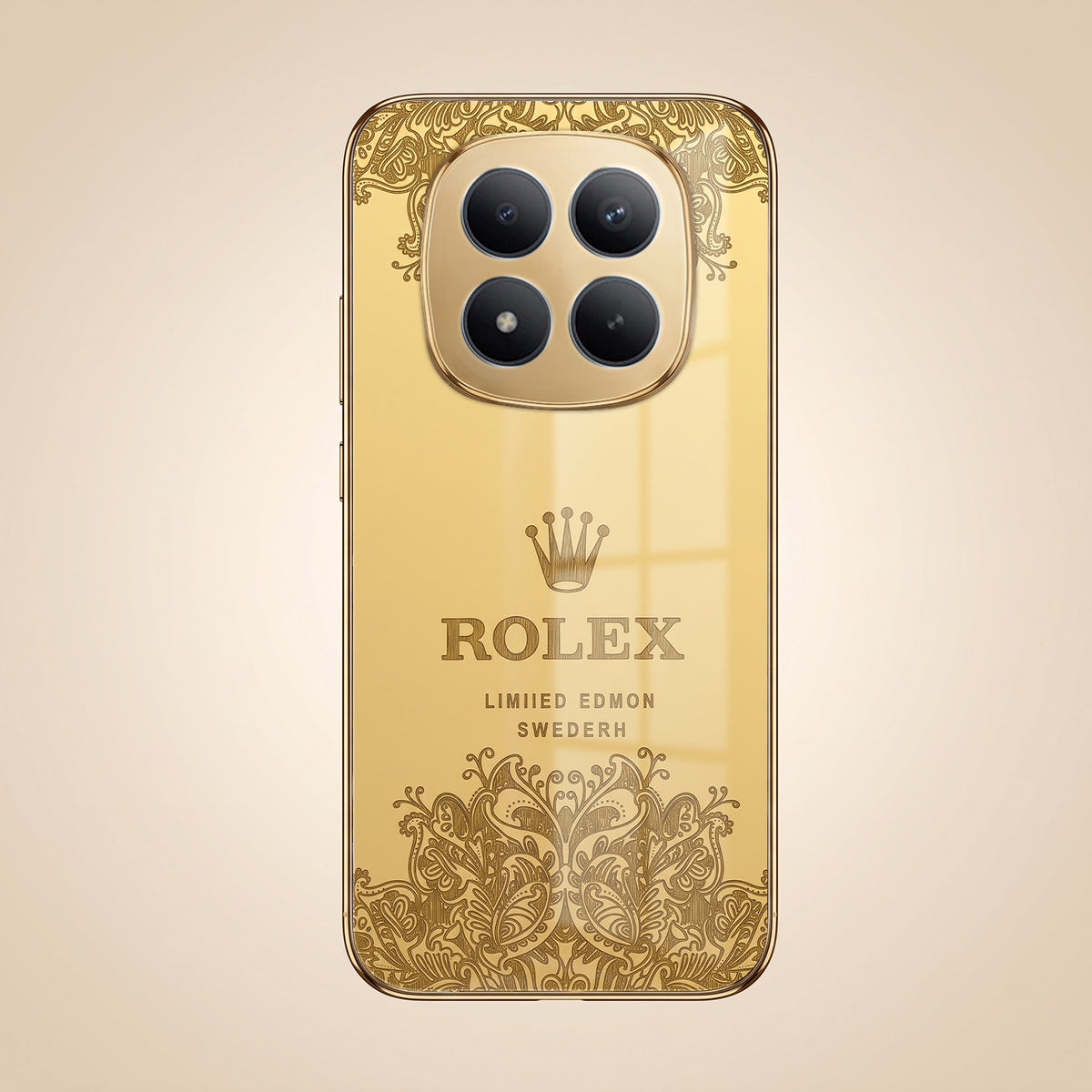 Redmi Note 15 Pro+ 5G Rolex Crown Gold Electroplated Glass Phone Back Case