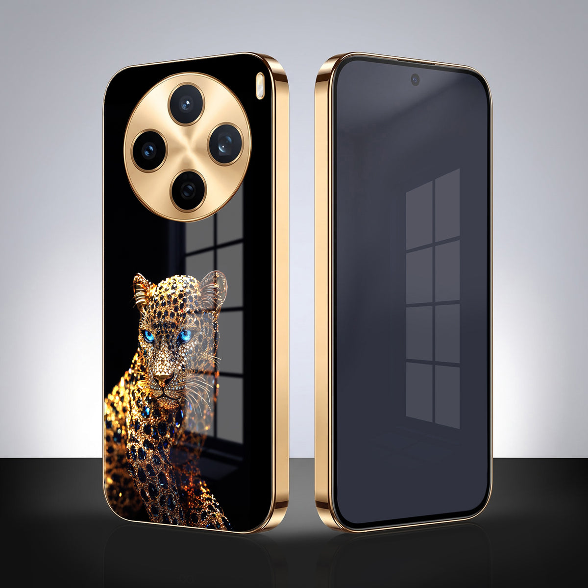 Vivo X200T 5G Panther Gold Electroplated Glass Phone Back Case