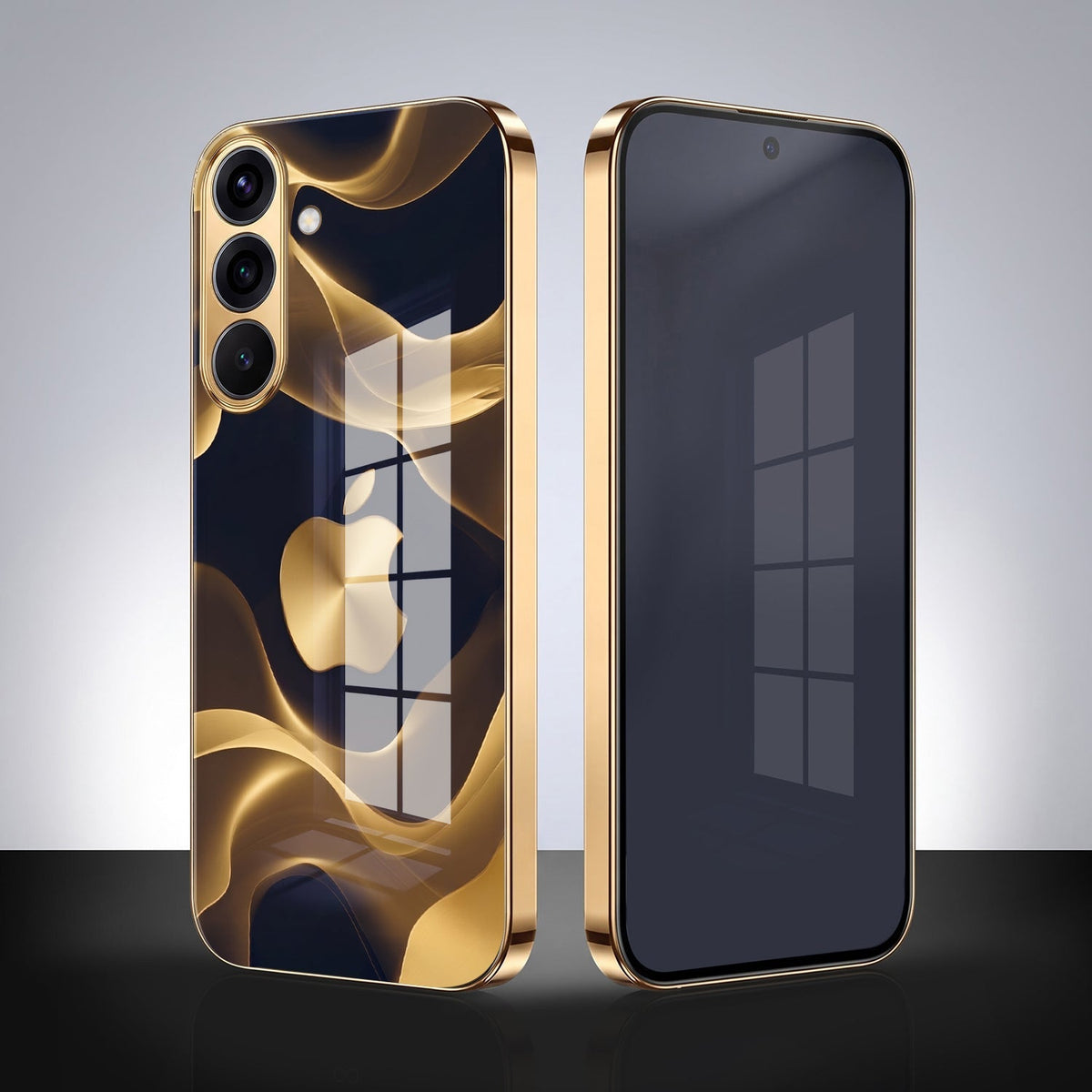 Samsung Galaxy A56 5G Luxury Wave Gold Electroplated Glass Phone Back Case
