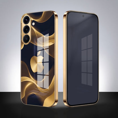 Samsung Galaxy A56 5G Luxury Wave Gold Electroplated Glass Phone Back Case