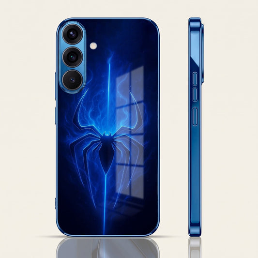 Samsung Galaxy A36 5G Neon Spider Blue Electroplated Glass Phone Back Case