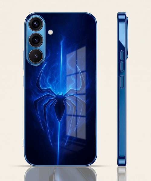 Samsung Galaxy A36 5G Neon Spider Blue Electroplated Glass Phone Back Case
