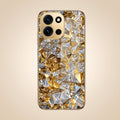 OnePlus Nord 6 5G White Diamond Shatter Gold Electroplated Glass Phone Back Case