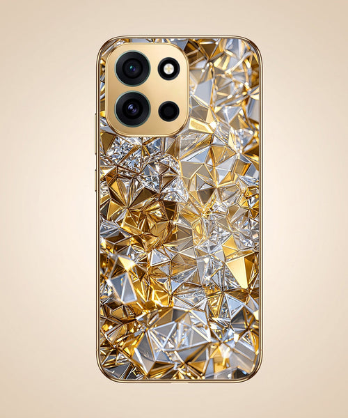 OnePlus Nord 6 5G White Diamond Shatter Gold Electroplated Glass Phone Back Case