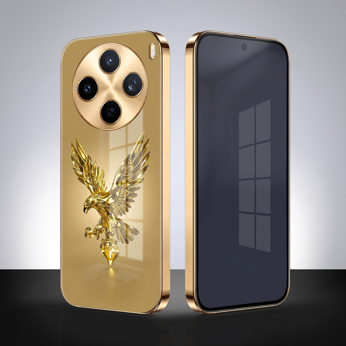 Vivo X200T 5G Golden Eagle Gold Electroplated Glass Phone Back Case