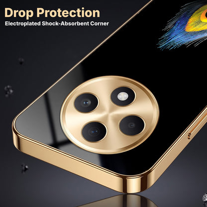 Oppo F27 5G Multi-Feather Peacock Gold Electroplated Glass Phone Back Case