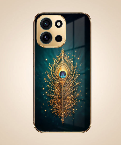 OnePlus Nord 6 5G Golden Peacock Feather Gold Electroplated Glass Phone Back Case
