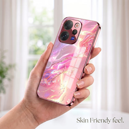 Vivo V70 5G Pearl Aurora Pink Electroplated Glass Phone Back Case