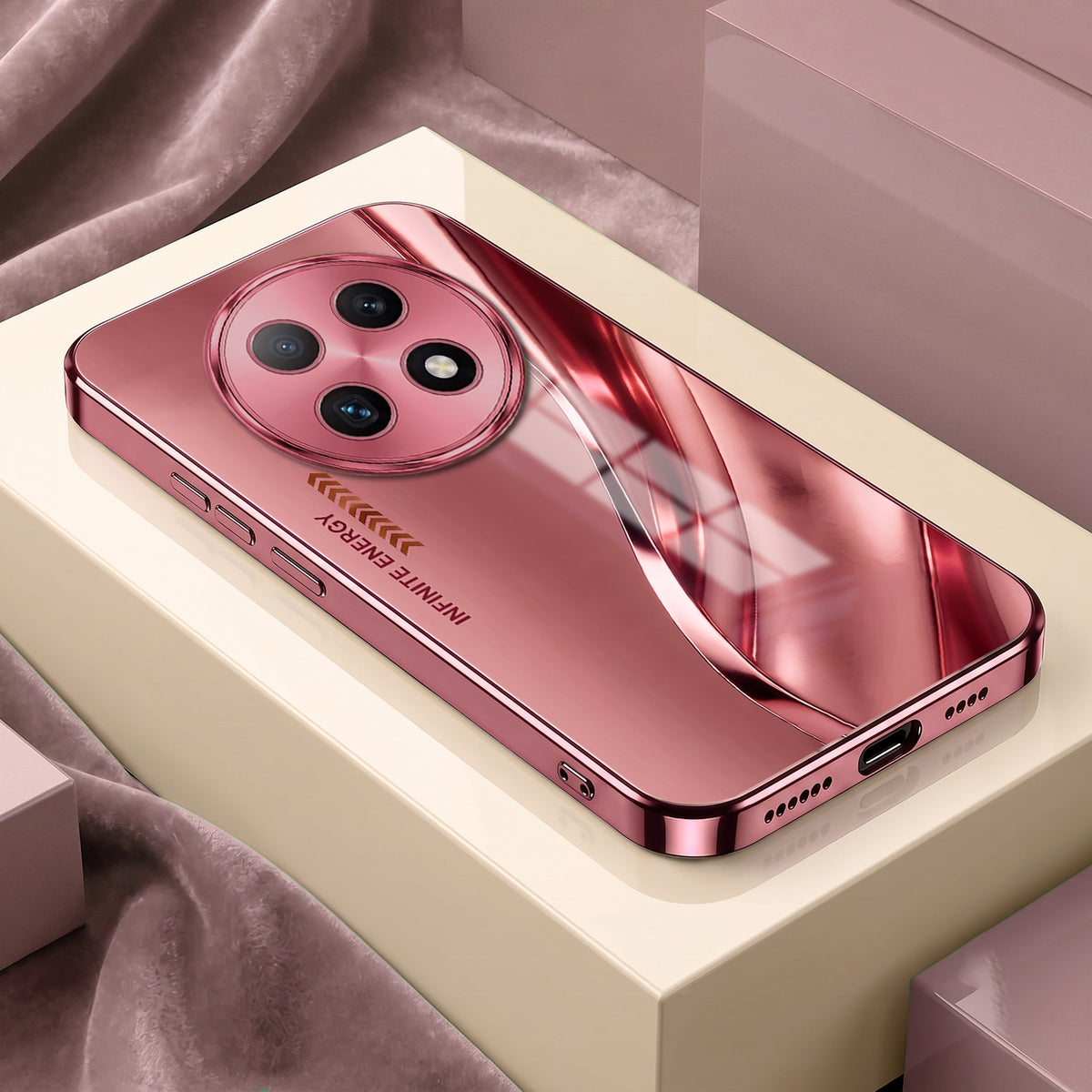 Oppo F29 Pro 5G Luxury Infinity Energy Pink Electroplated Glass Phone Back Case