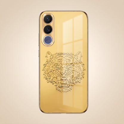 Vivo V70 FE 5G Golden Tiger Face Gold Electroplated Glass Phone Back Case