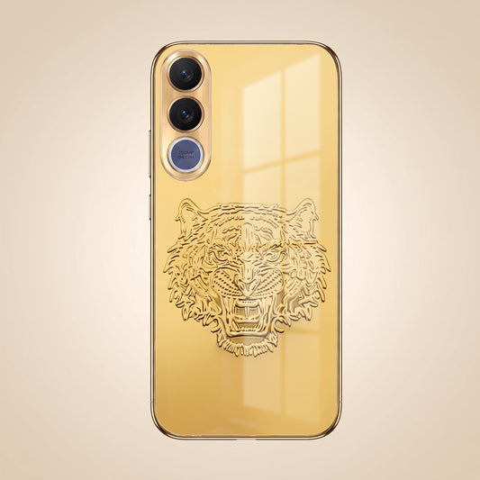 Vivo V70 FE 5G Golden Tiger Face Gold Electroplated Glass Phone Back Case