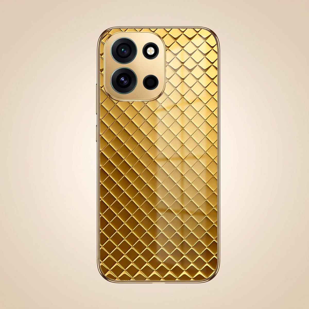 OnePlus Nord 6 5G Golden Criss Cross Gold Electroplated Glass Phone Back Case