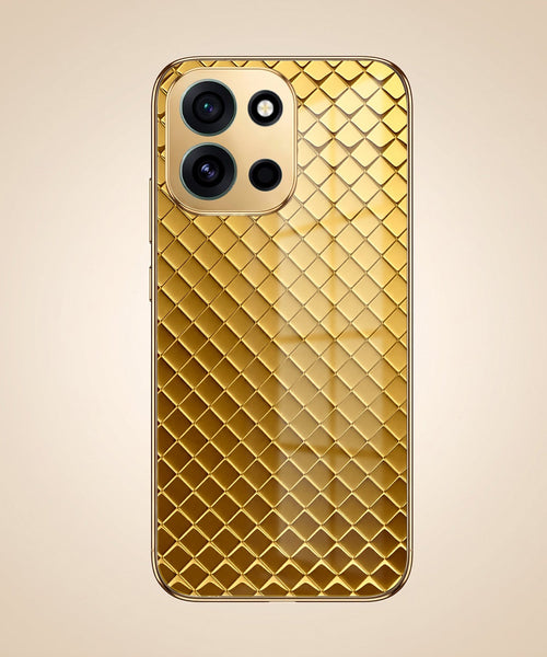 OnePlus Nord 6 5G Golden Criss Cross Gold Electroplated Glass Phone Back Case
