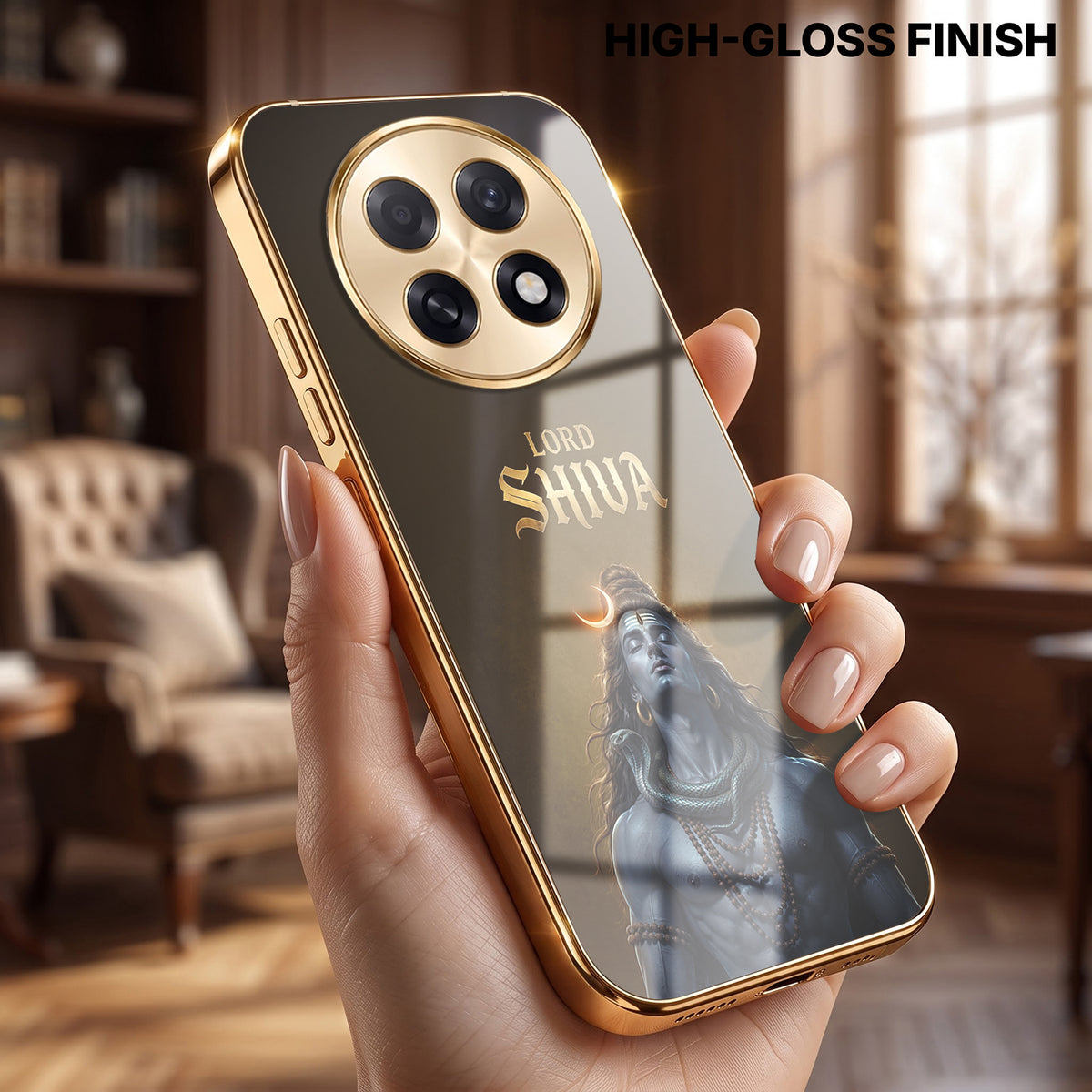 Oppo F31 Pro+ 5G Lord Shiva Gold Electroplated Glass Phone Back Case