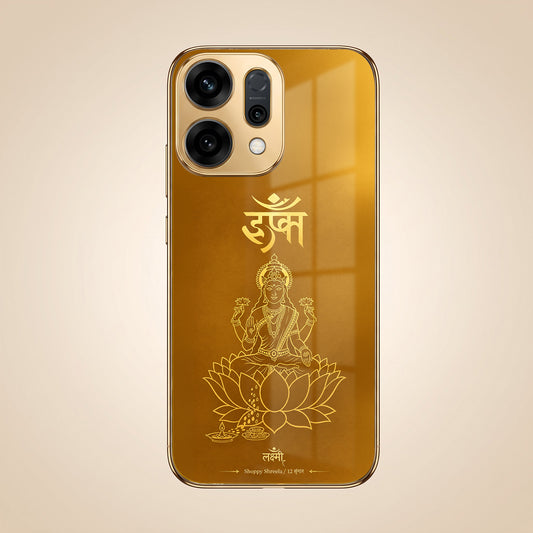 Oppo Reno 14 5G Shree Lakshmi Divine Gold Electroplated Glass Phone Back Case
