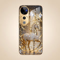 Vivo V40 Pro 5G Luxury Horse Texture Gold Electroplated Glass Phone Back Case
