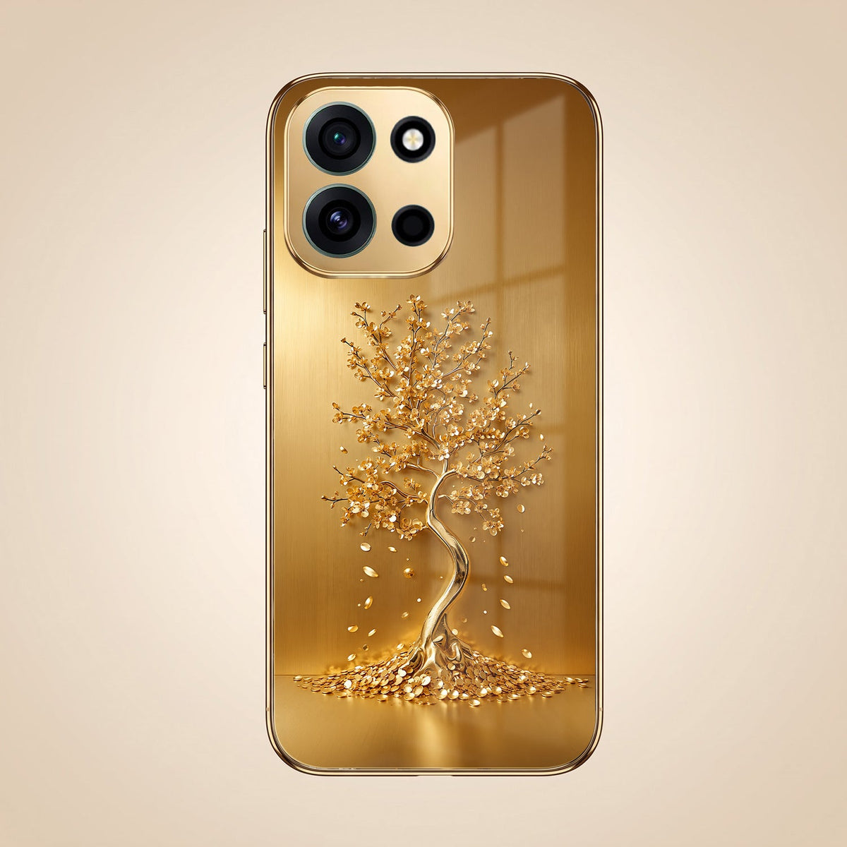 OnePlus Nord 6 5G Golden Tree Gold Electroplated Glass Phone Back Case