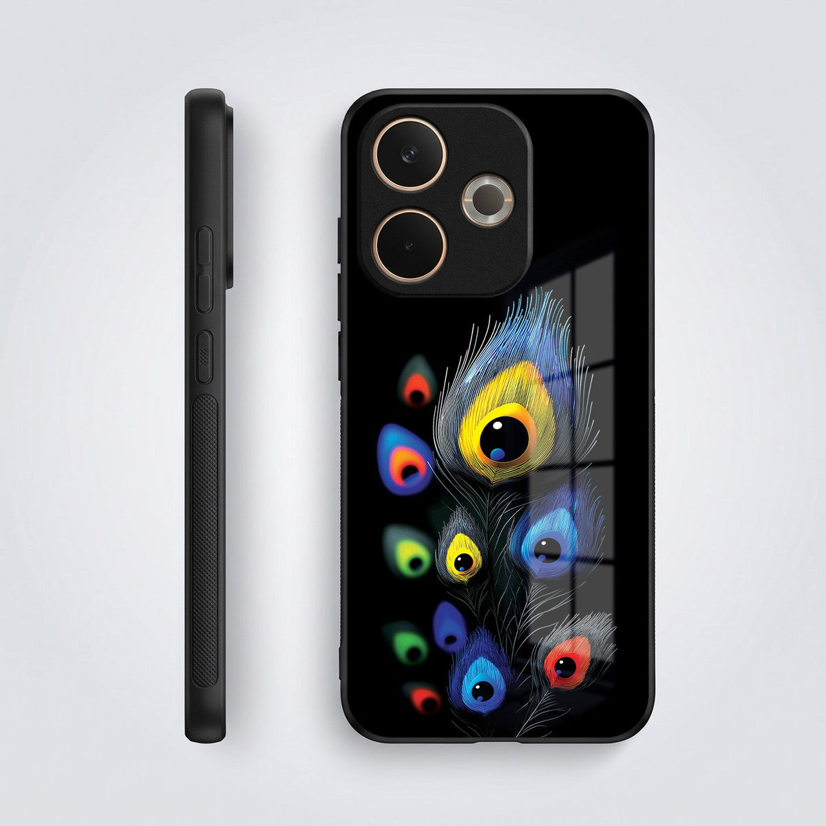 Oppo A5 Pro 5G Premium Peacock Feather Acrylic Glass Back Case
