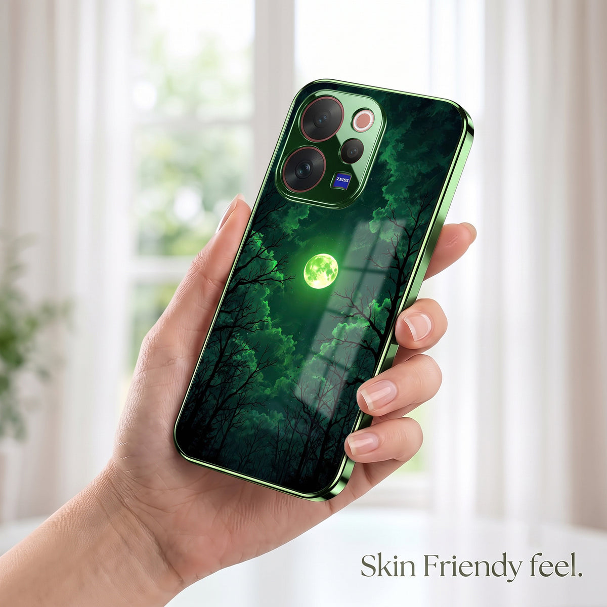 Vivo V70 5G Moonlight Forest Green Electroplated Glass Back Case