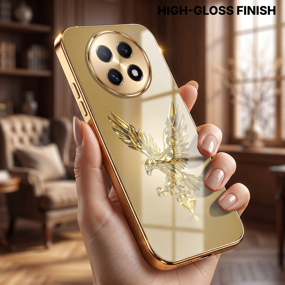 Oppo F29 Pro 5G Golden Eagle Gold Electroplated Glass Phone Back Case