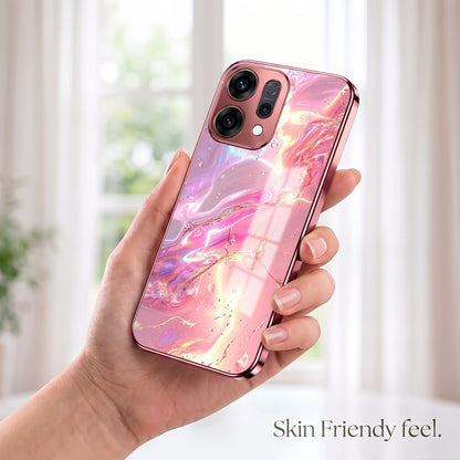Oppo Reno 14 5G Pearl Aurora Pink Electroplated Glass Phone Back Case