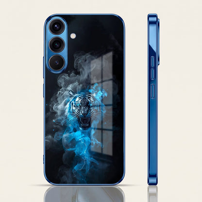 Samsung Galaxy A56 5G Blue Spirit Tiger Blue Electroplated Glass Phone Back Case