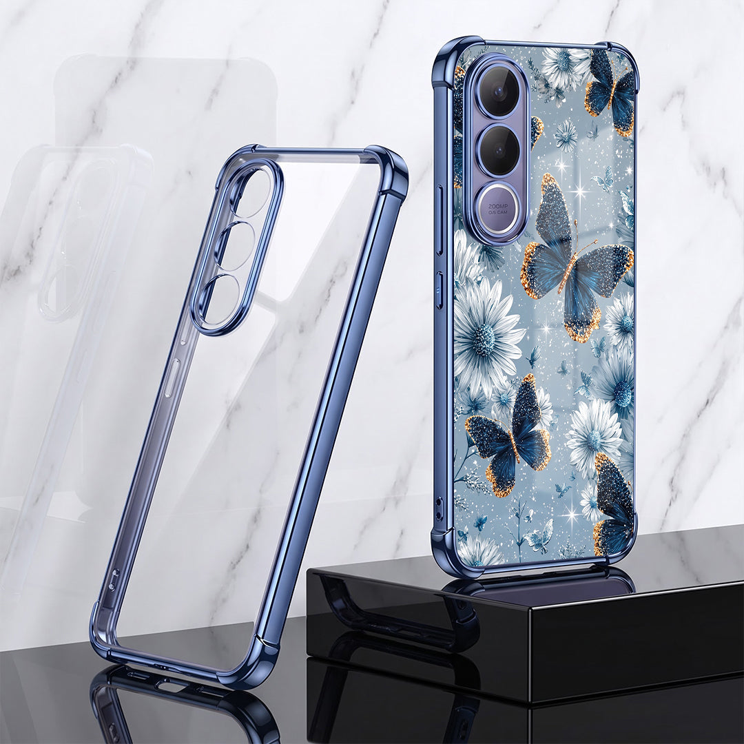 Vivo V70 FE 5G Blue Butterfly Floral Airbags Printed Back Case