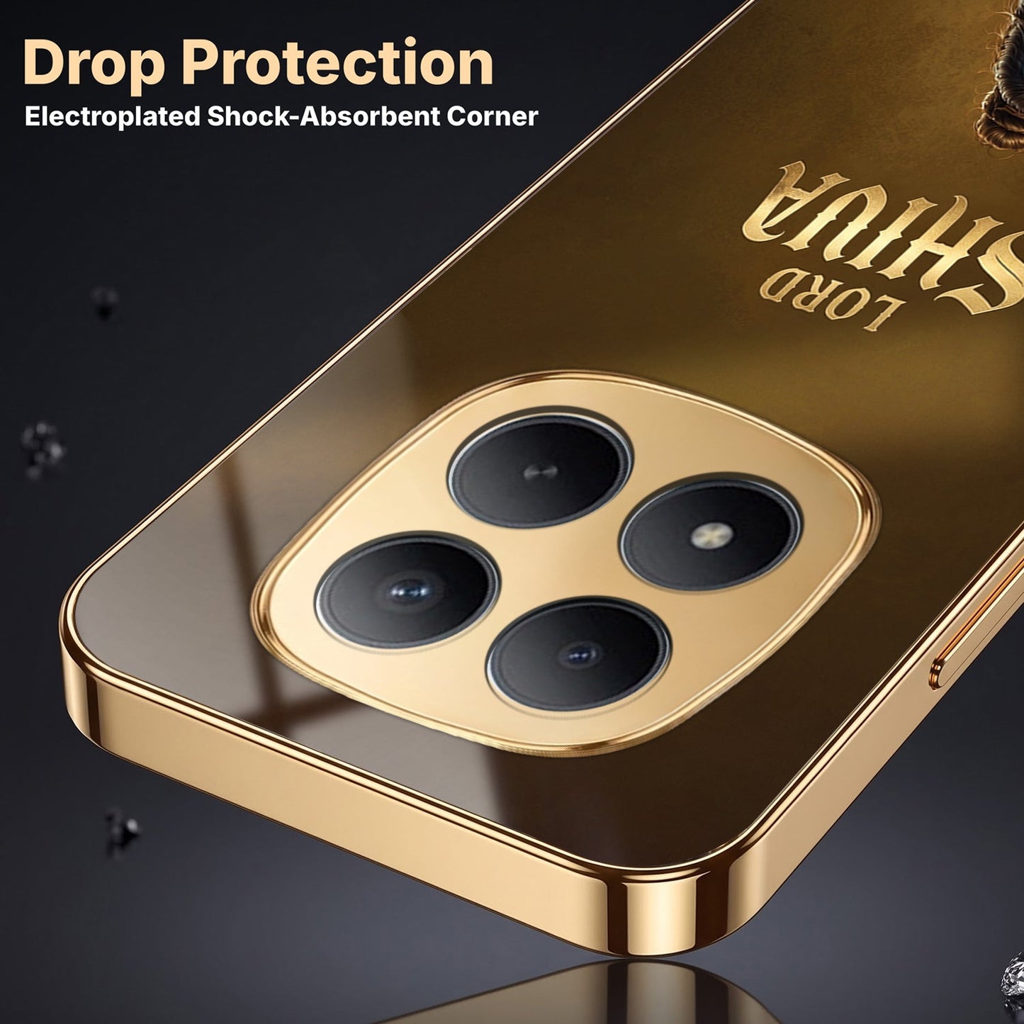 Redmi Note 15 Pro Plus 5G Lord Shiva Gold Electroplated Glass Phone Back Case