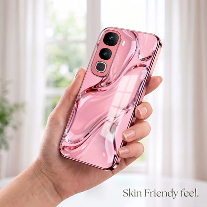 Vivo Y400 Pro 5G Crystal Wave Energy Pink Electroplated Glass Phone Back Case