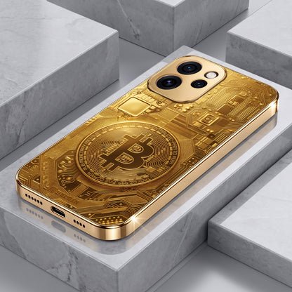 Oppo Reno 15 Pro Mini 5G Bitcoin Gold Electroplated Glass Phone Back Case