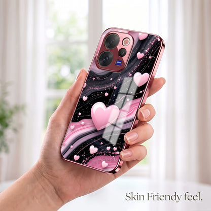 Vivo V70 5G Love Sparkle Pink Electroplated Glass Phone Back Case
