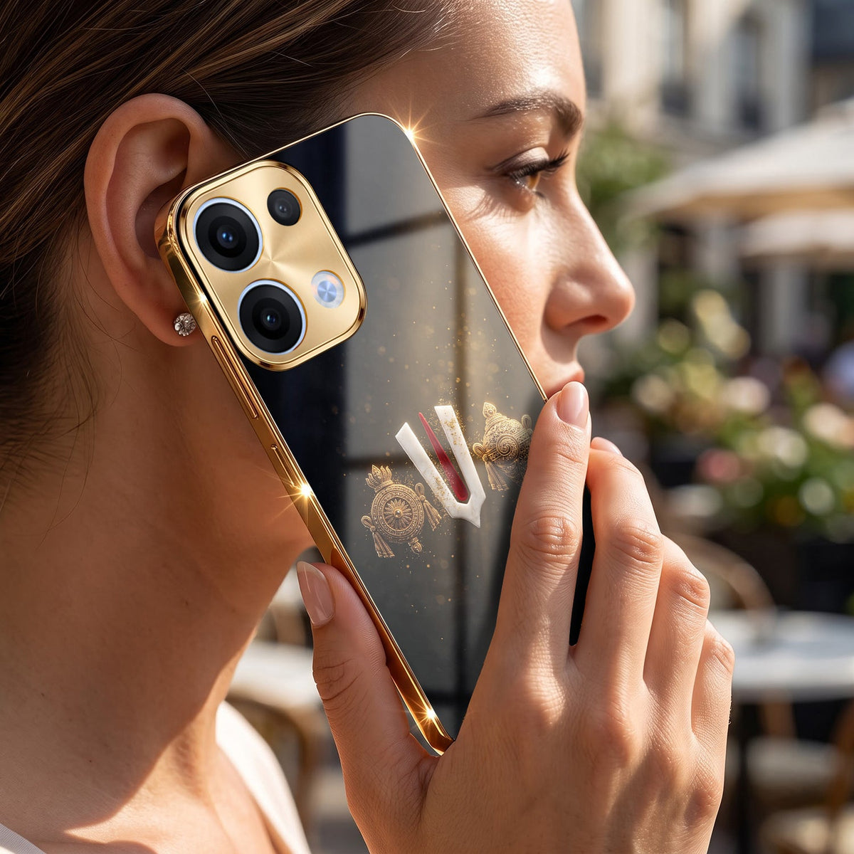 Oppo Reno 13 5G Royal Heritage Edition Gold Electroplated Glass Phone Back Case