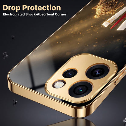 Oppo Reno 15 Pro Mini 5G Royal Heritage Edition Gold Electroplated Glass Phone Back Case