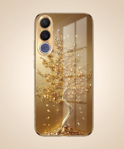 Vivo V70 FE 5G Golden Tree Gold Electroplated Glass Phone Back Case