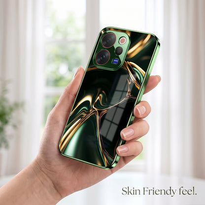 Vivo V70 5G Liquid Art Green Electroplated Glass Back Case