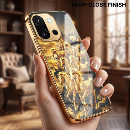 OnePlus 13s 5G Celestial Seven Horses Gold Electroplated Glass Phone Back Case