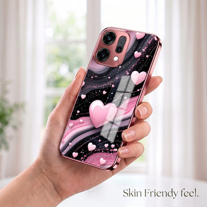 Oppo Reno 14 5G Love Sparkle Pink Electroplated Glass Phone Back Case