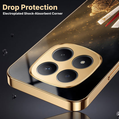 Redmi Note 15 Pro Plus 5G Royal Heritage Edition Gold Electroplated Glass Phone Back Case
