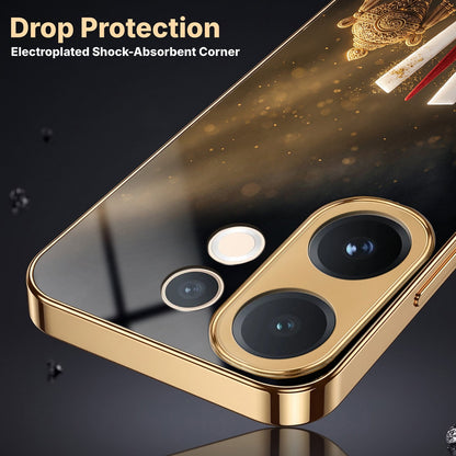 Vivo V60 5G Royal Heritage Edition Gold Electroplated Glass Phone Back Case