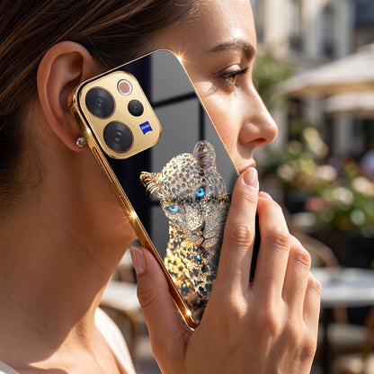 Vivo V70 5G Panther Gold Electroplated Glass Phone Back Case
