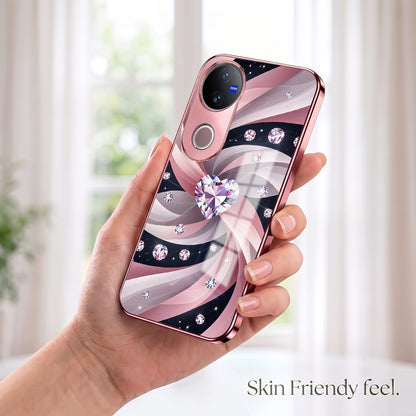 Vivo V50 5G Diamond Glam Pink Electroplated Glass Phone Back Case