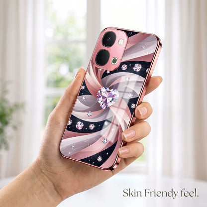 Vivo T5x 5G Diamond Glam Pink Electroplated Glass Phone Back Case
