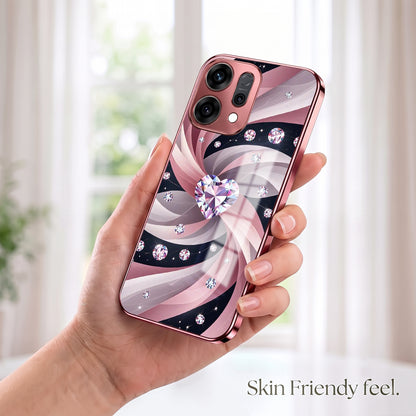 Oppo Reno 14 5G Diamond Glam Pink Electroplated Glass Phone Back Case