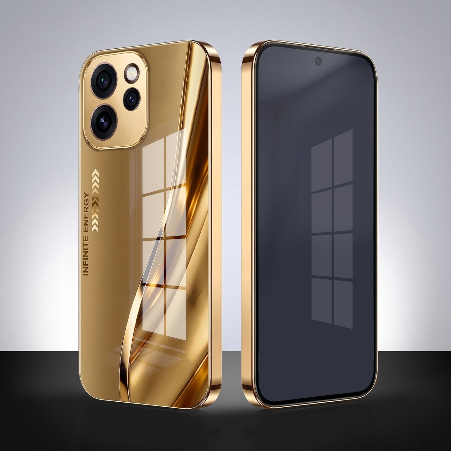 Oppo Reno 15 Pro Mini 5G Luxury Infinity Energy Gold Electroplated Glass Phone Case