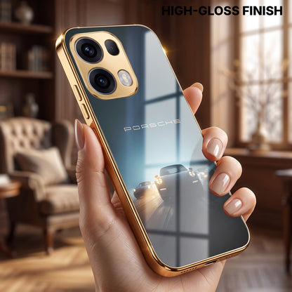 Oppo Reno 13 Pro 5G Porsche Luxury Gold Electroplated Glass Phone Back Case