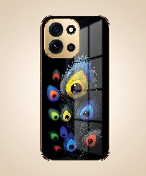 OnePlus Nord 6 5G Multi-Feather Peacock Gold Electroplated Glass Phone Back Case